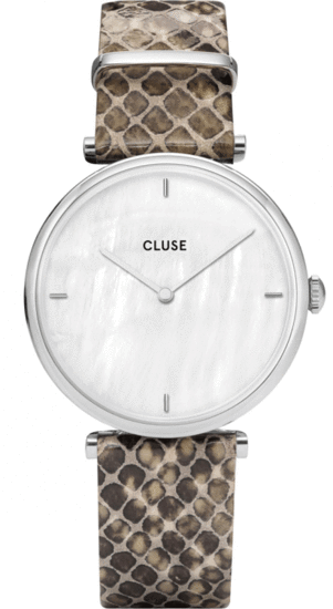 CLUSE TRIOMPHE SILVER WHITE PEARL/SOFT GREY PYTHON CL61009