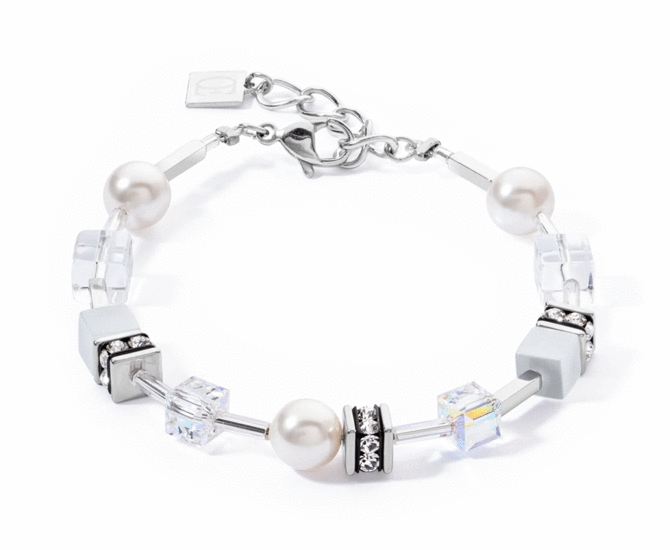 Coeur de Lion GeoCUBE® Iconic Pearl Mix Bracelet Silver-White 4081/30-1417