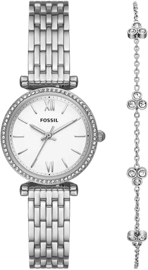FOSSIL Carlie Three-Hand Stainless Steel Watch and Bracelet Box Set ES5315SET