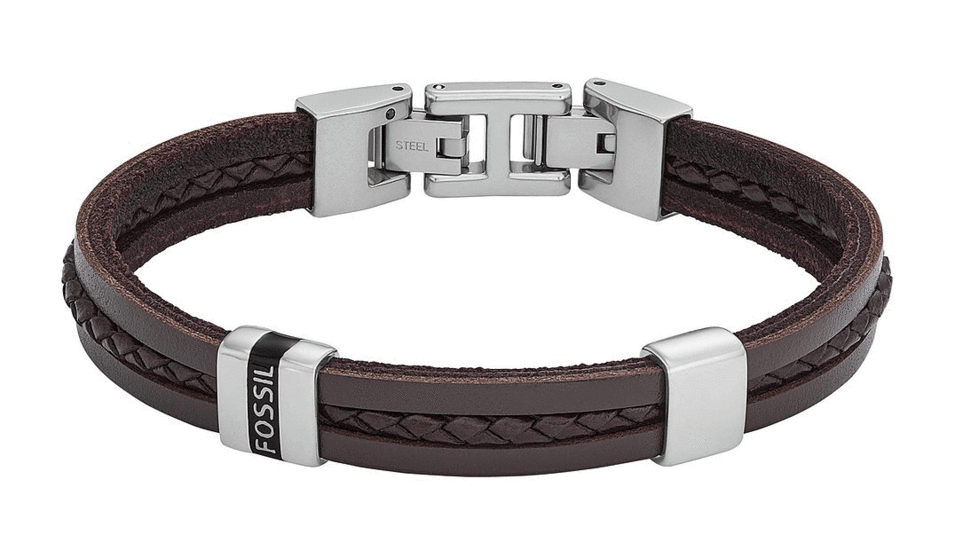 Fossil Leather Essentials Brown Leather Strap Bracelet JF04133040