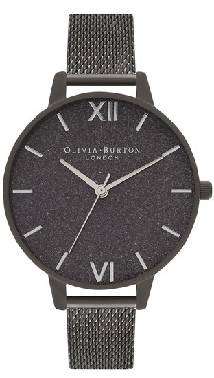 Olivia Burton Gunmetal Glitter Demi Dial & Gunmetal Mesh Watch OB16GD49