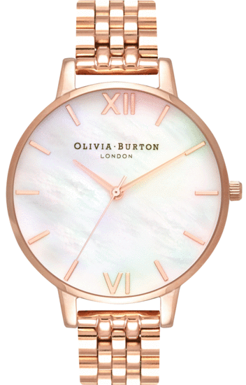 OLIVIA BURTON Mother of Pearl White Bracelet Rose Gold OB16MOP03