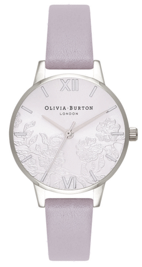 OLIVIA BURTON Lace Detail Grey Lilac Silver Watch OB16MV76