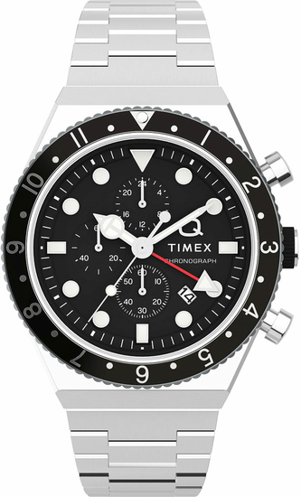TIMEX Q Timex Three Time Zone Chronograph 40mm Stainless Steel Bracelet Watch TW2V69800
