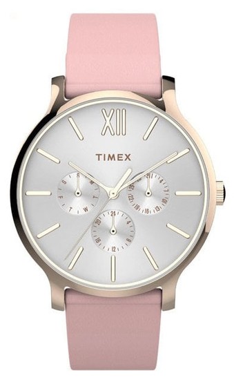 TIMEX Transcend™ Multifunction 38mm Leather Strap Watch TW2T74300