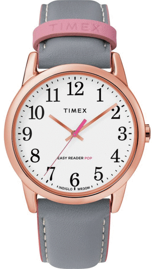 TIMEX Easy Reader Color Pop 38mm Leather Strap Watch TW2T28500