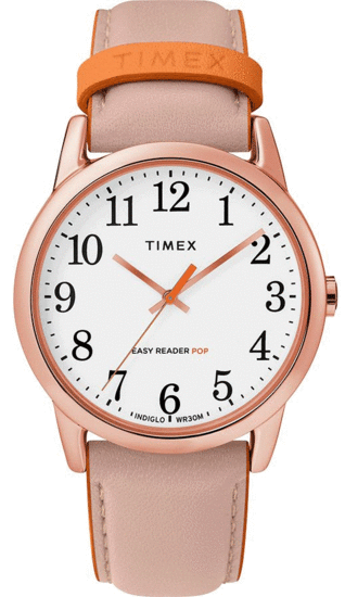 TIMEX Easy Reader Color Pop 38mm Leather Strap Watch TW2T28600