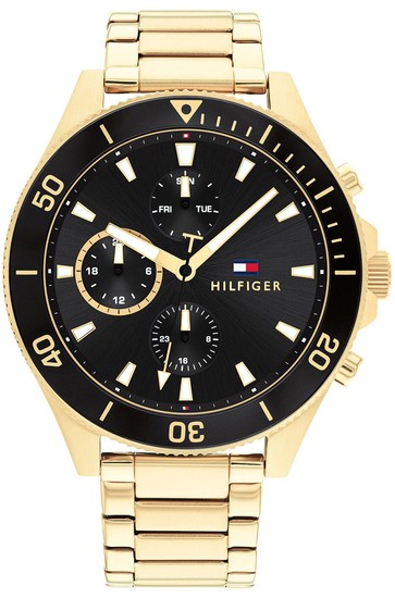 TOMMY HILFIGER GOLD-PLATED MULTIFUNCTION CHAIN-LINK WATCH 1791919
