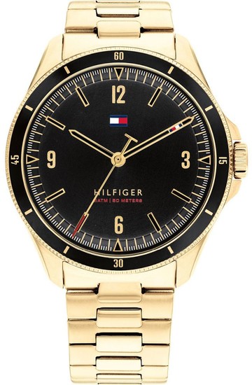TOMMY HILFIGER GOLD IONIC-PLATED CONTRAST DIAL WATCH 1791903