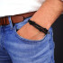 BLACK LEATHER BRACELET WITH STAINLESS STEEL PARTS BY MENVARD MV1036 210